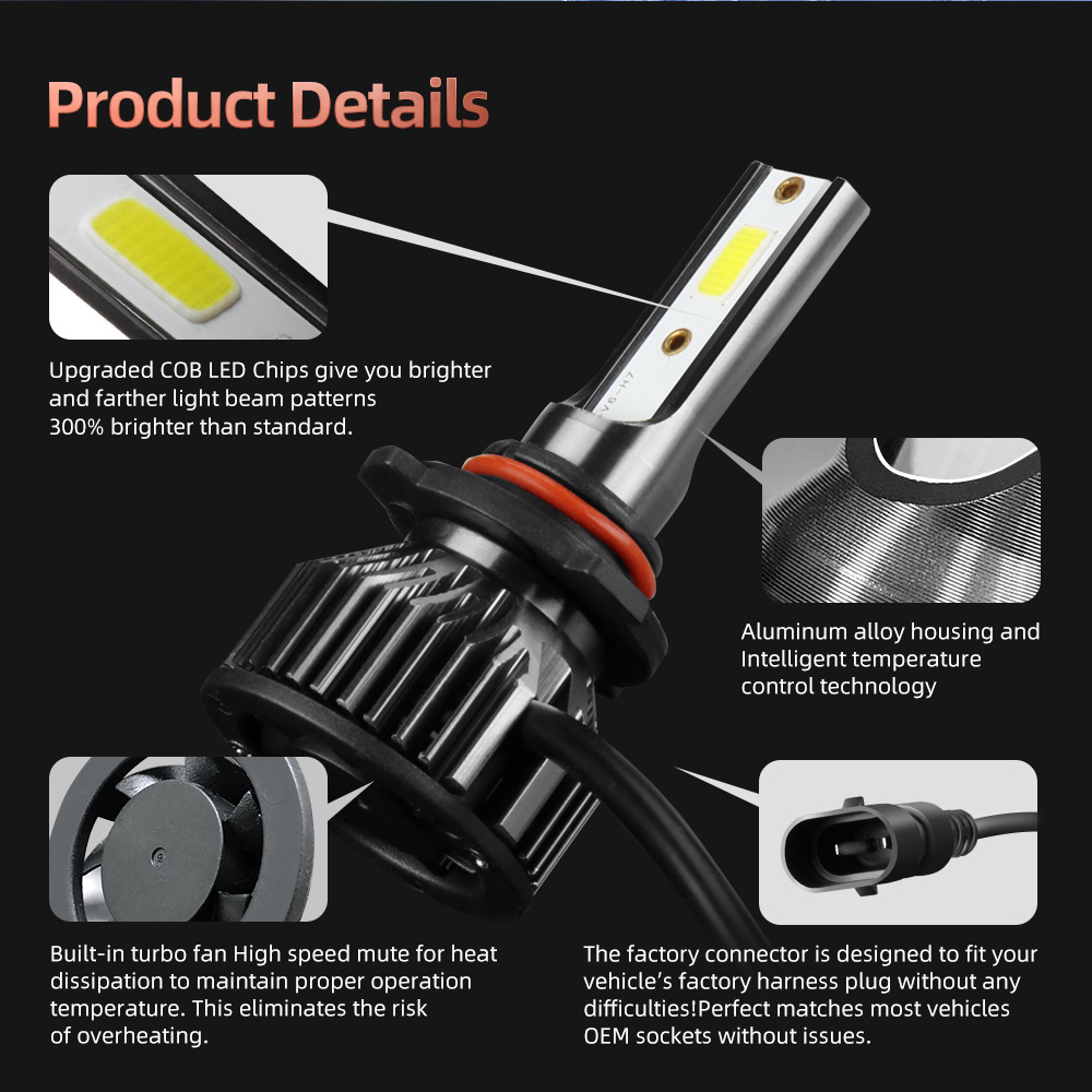 車のヘッドランプ 9012 HIR2 LED ヘッドライト  - Headlight Aiming Tool のレビューと価格