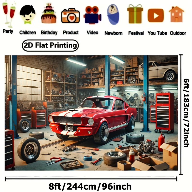 クラシックカーガレージワークショップ背景ヴィンテージ自動車修 - Auto Repair Shop Background のレビューと価格