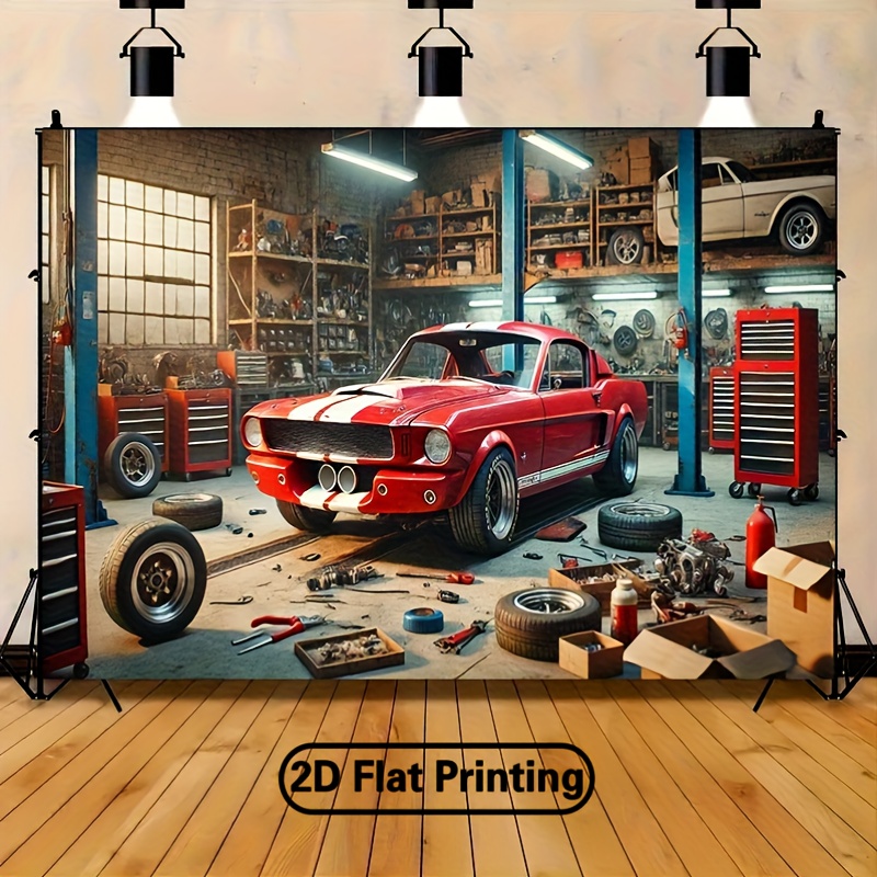 クラシックカーガレージワークショップ背景ヴィンテージ自動車修 - Auto Repair Shop Background のレビューと価格